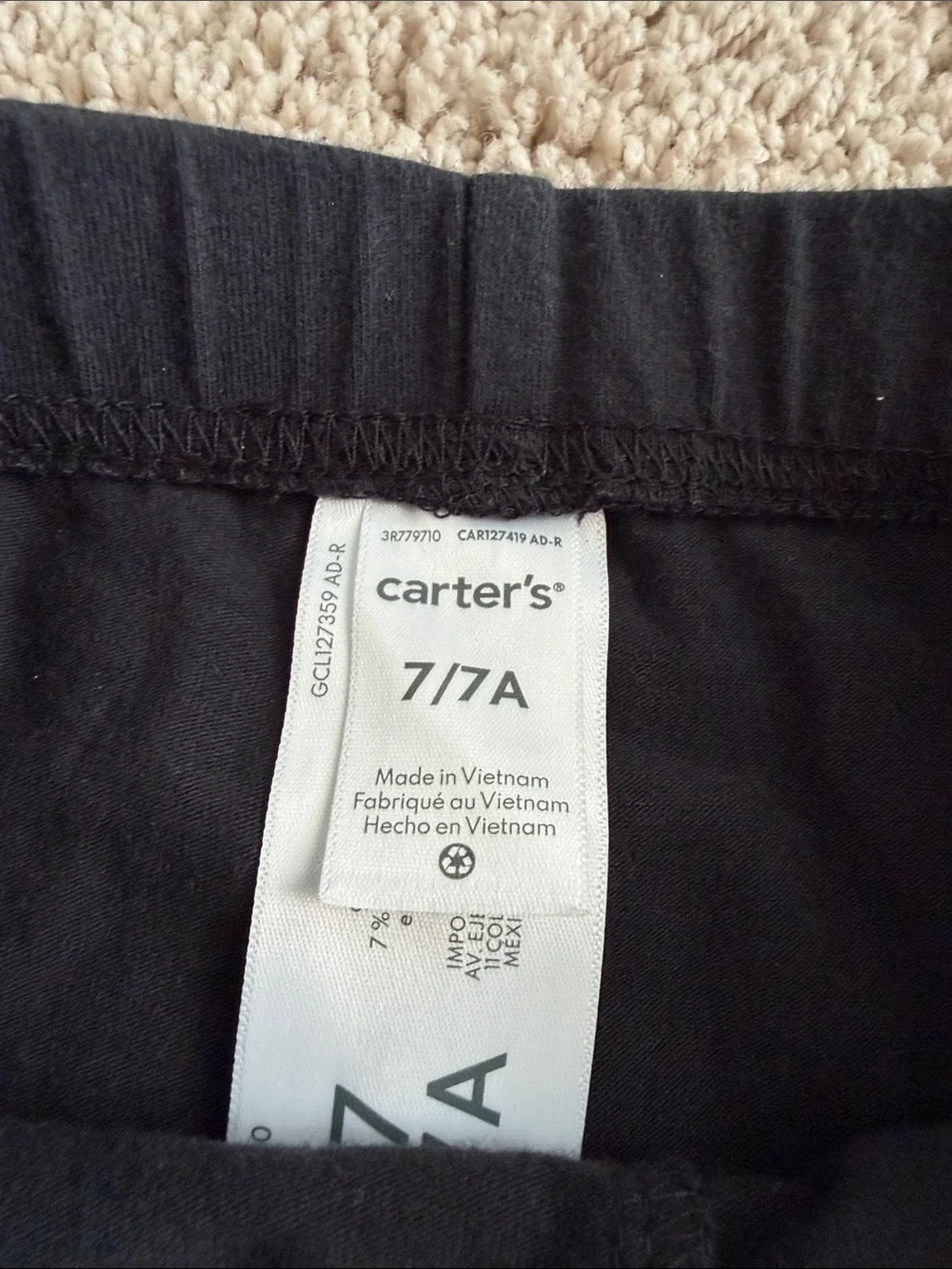 Carter's girls Black Leggings size 7